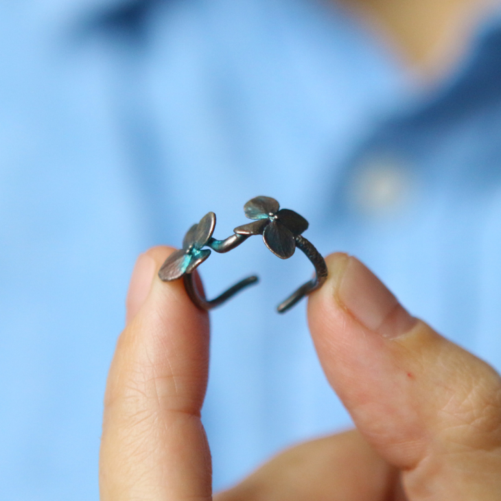 Ring in silver, Hydrangea , фото 2