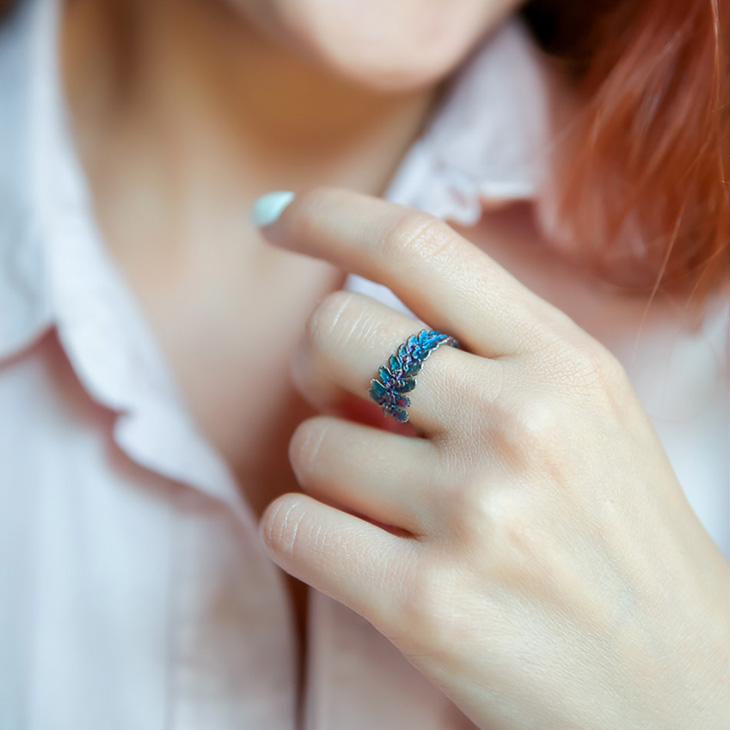 Кольцо в серебре Fern Flower, Папоротник, фото 3
