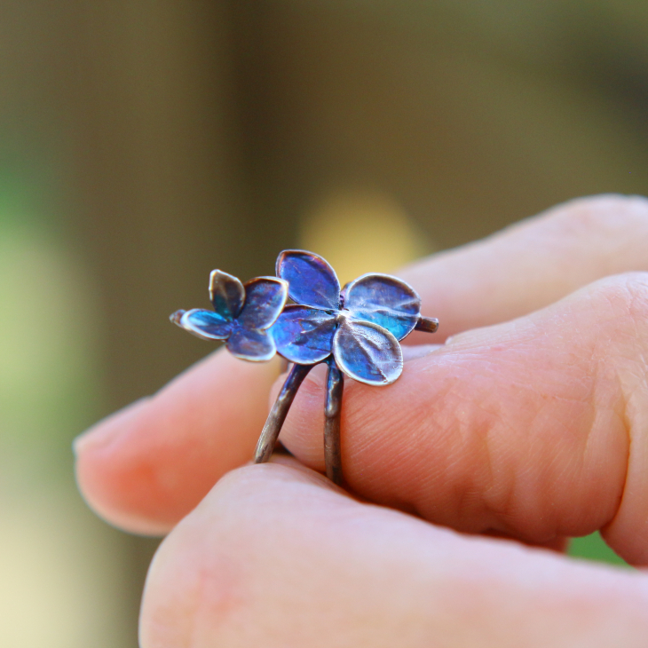 Cuff in silver, Hydrangea , фото 4