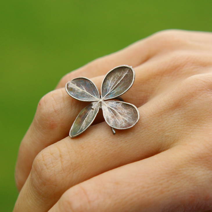 Cuff in silver, Hydrangea, фото 2