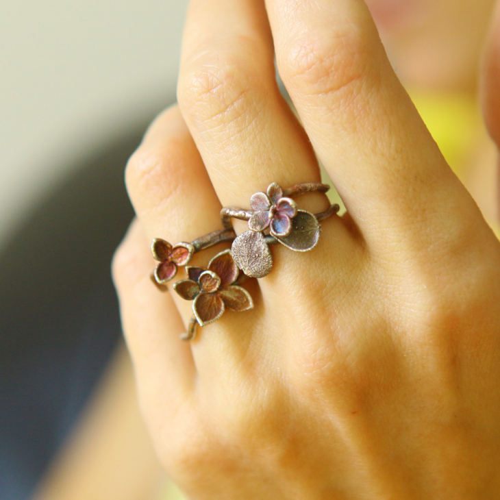 Rings in silver, Hydrangea , фото 3