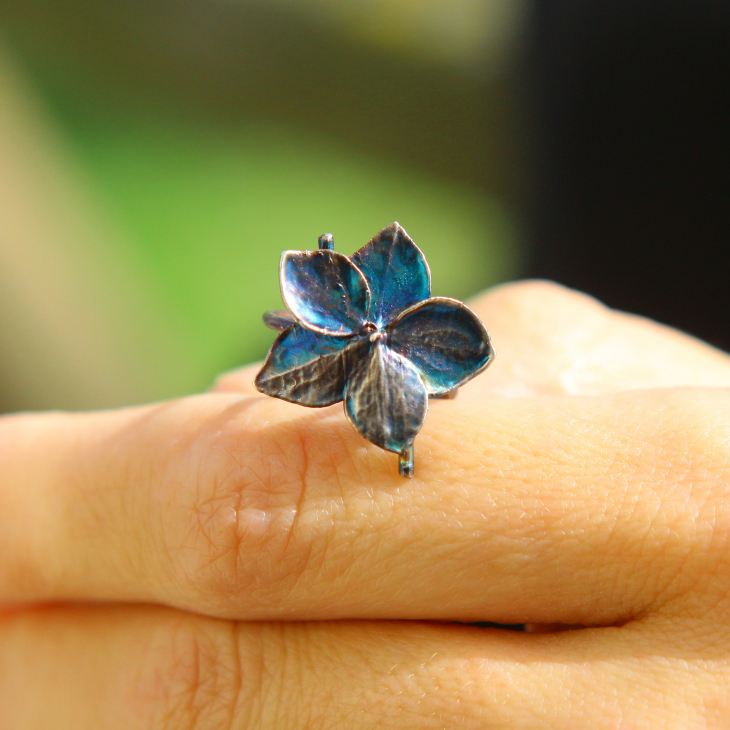 Cuff in silver, Hydrangea , фото 3