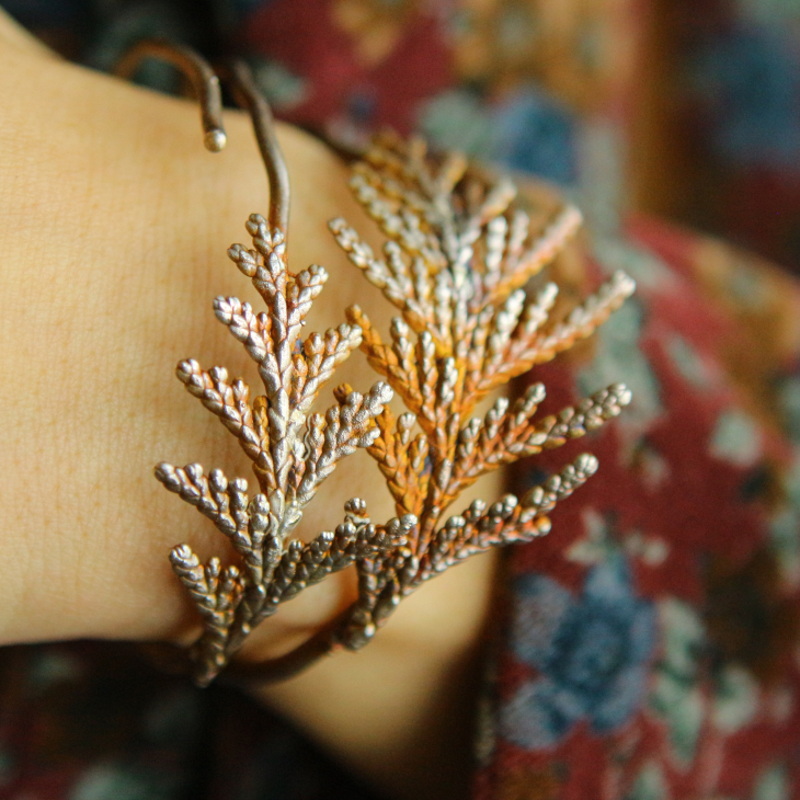 Thuja floral bracelet in colored silver, фото 8