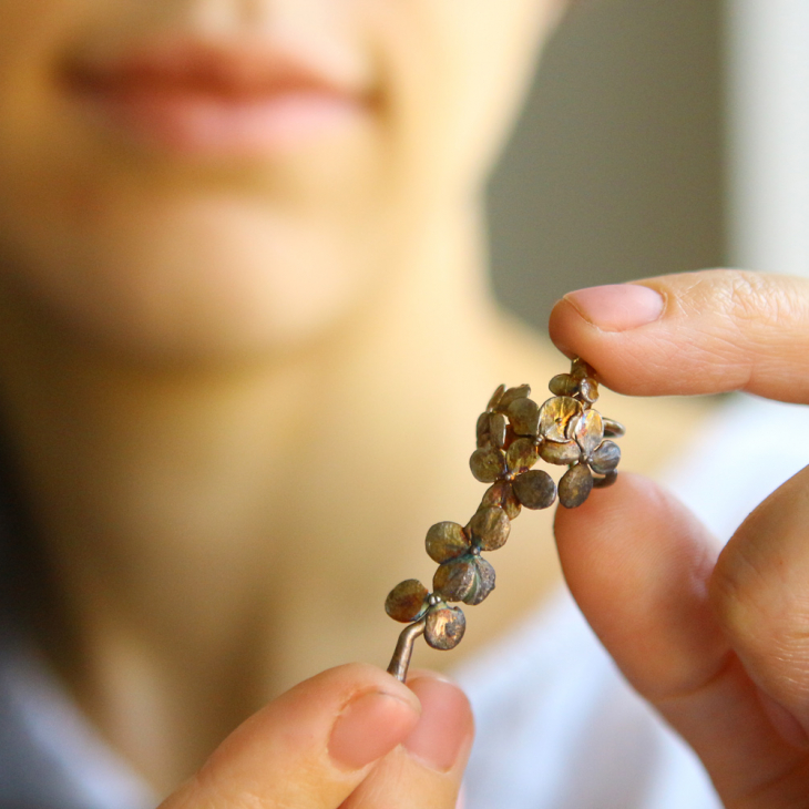 Cuff in silver, Hydrangea, фото 3