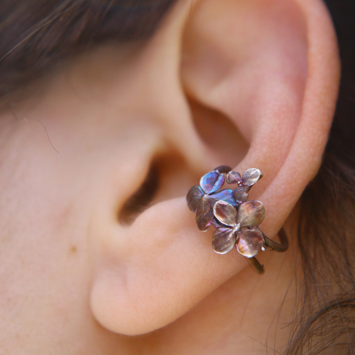 Cuff in silver, Hydrangea , фото 1