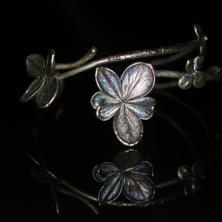 Hydrangea floral bracelet in colored silver, фото 7