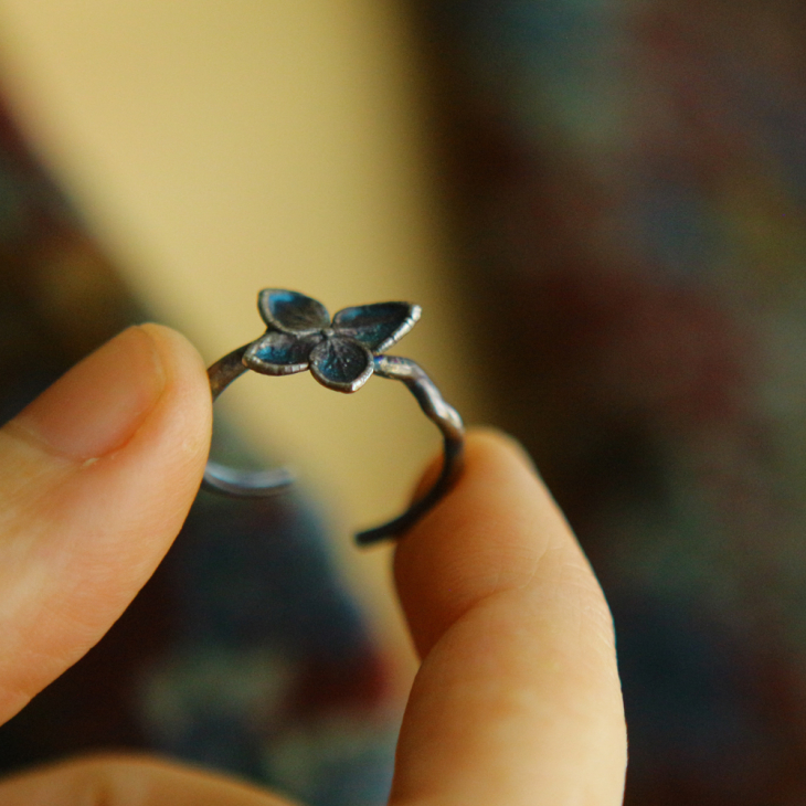 Ring in silver, Hydrangea , фото 2