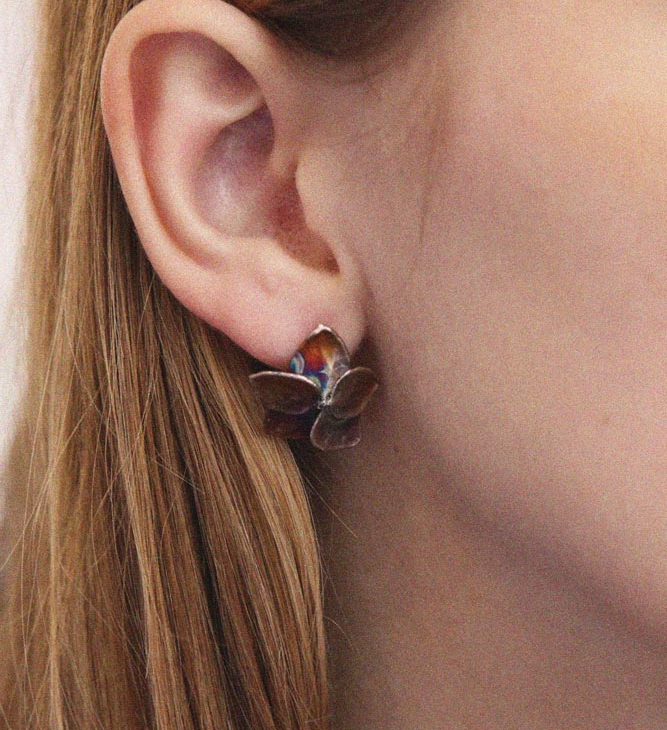 Серьги гвоздики в серебре Fleur de Magique, Гортензия, фото 2