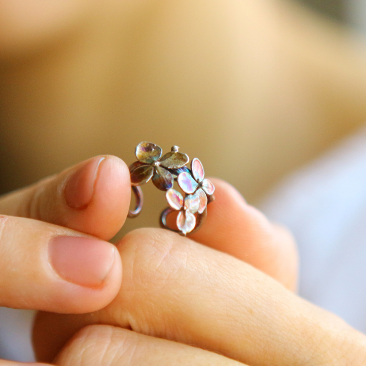 Cuff in silver, Hydrangea, фото 2