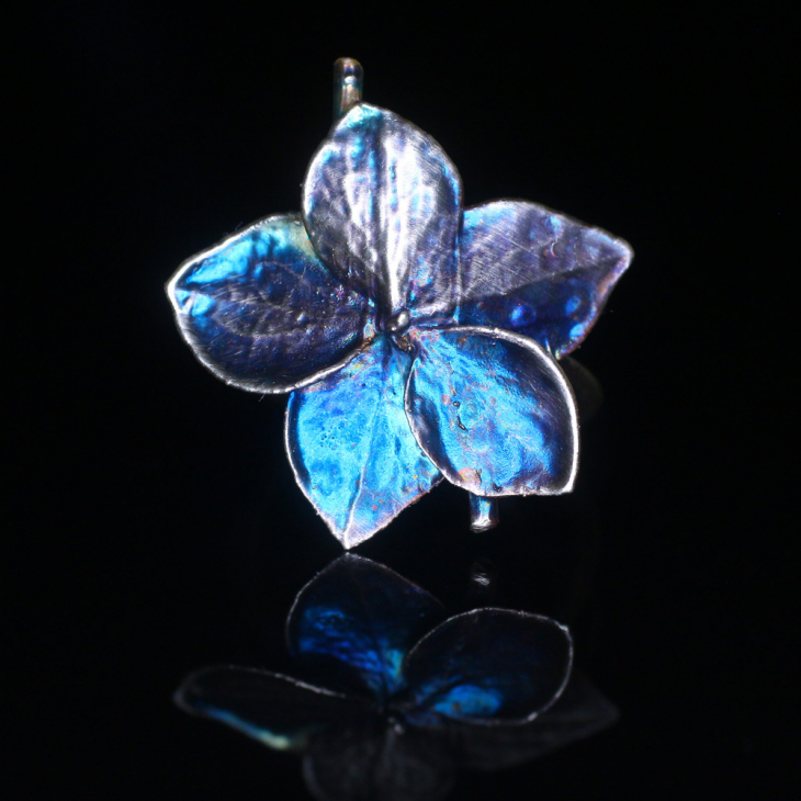 Cuff in silver, Hydrangea , фото 1
