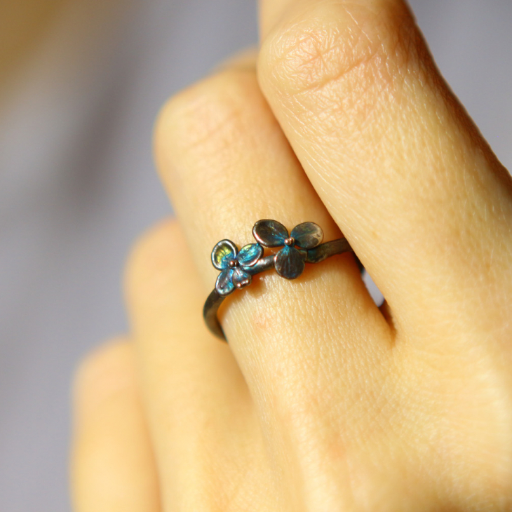 Ring in silver, Hydrangea , фото 2