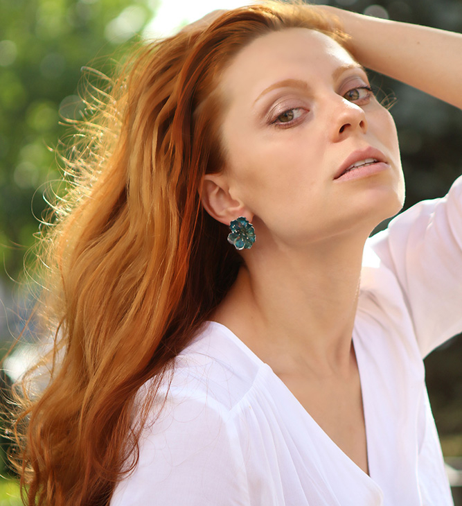 Серьги в серебре Fleur de Magique, Абрикос, фото 3