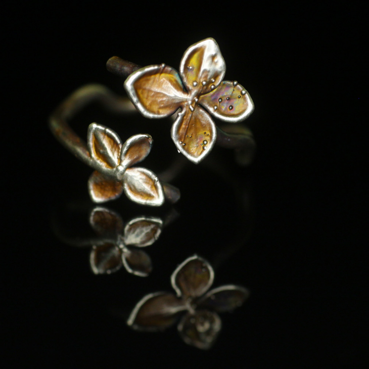 Rings in silver, Hydrangea , фото 1