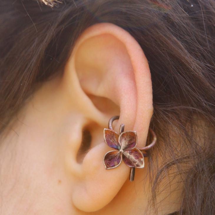 Cuff in silver, Hydrangea , фото 1