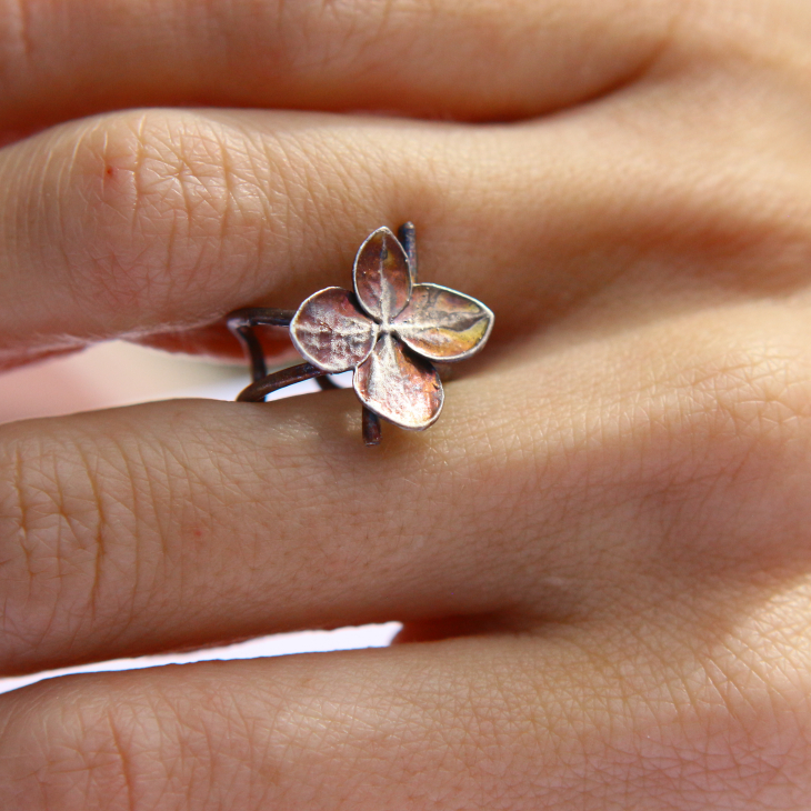Cuff in silver, Hydrangea , фото 2
