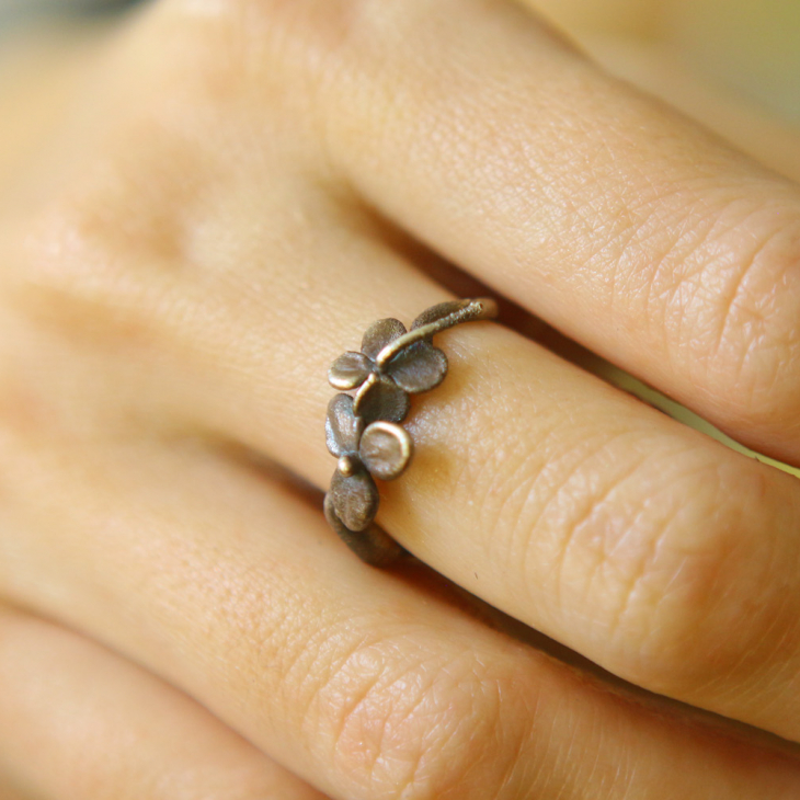 Ring in silver, Hydrangea , фото 2