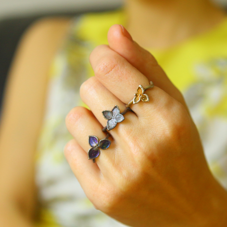 Rings in silver, Hydrangea , фото 6