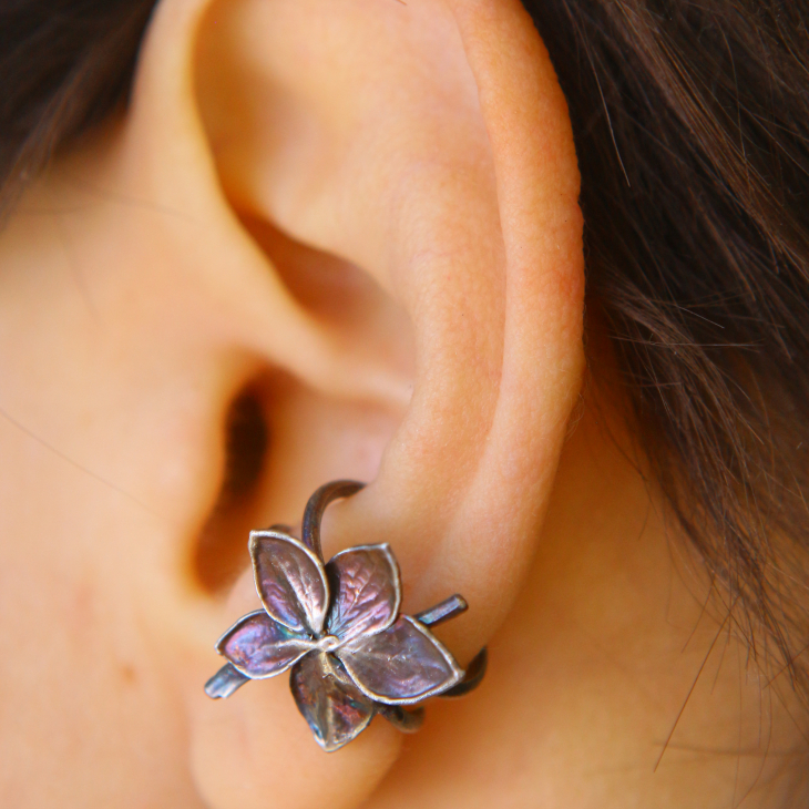 Cuff in silver, Hydrangea , фото 1