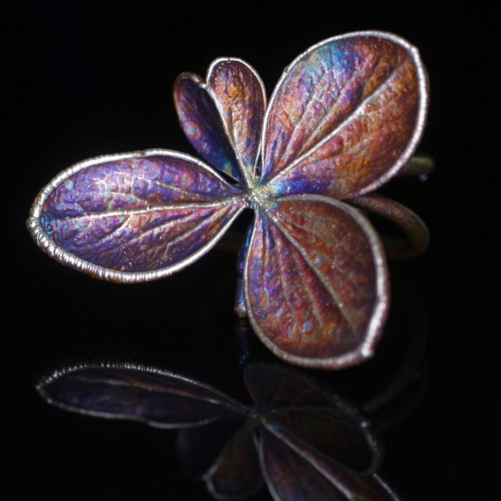 Cuff in silver, Hydrangea , фото 1