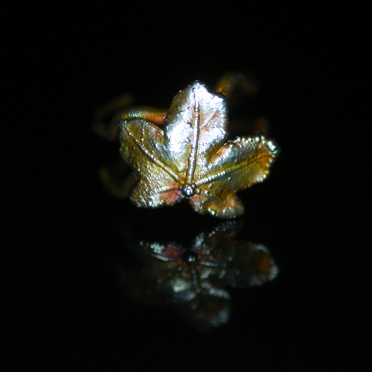 Maple ring in colored silver, фото 5