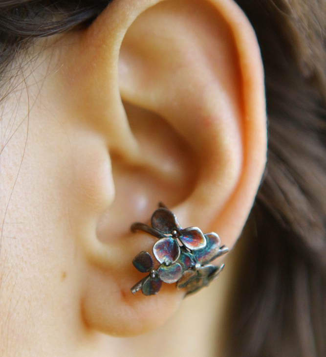 Cuff in silver, Hydrangea, фото 1