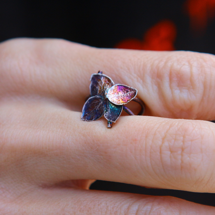 Cuff in silver, Hydrangea , фото 3