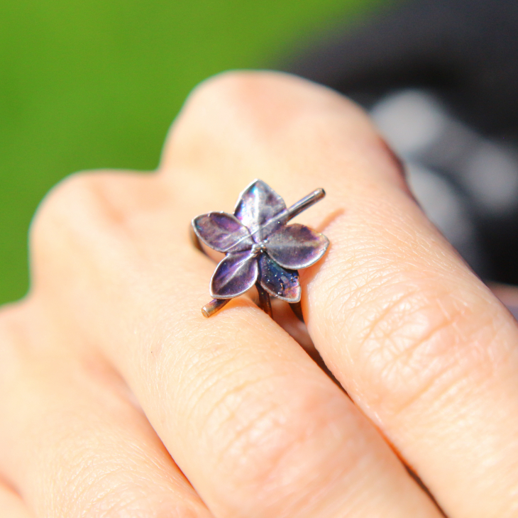 Cuff in silver, Hydrangea , фото 2
