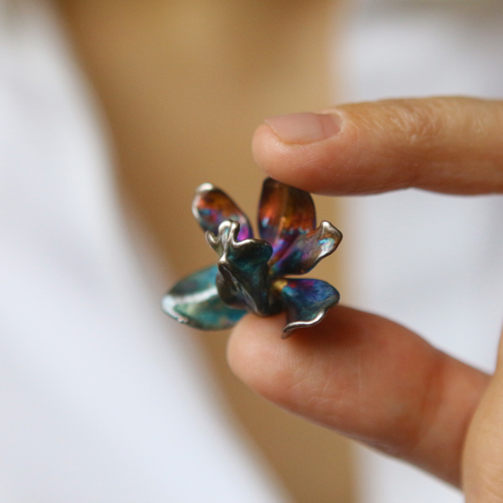 Pendant in silver ,Orchid, фото 2