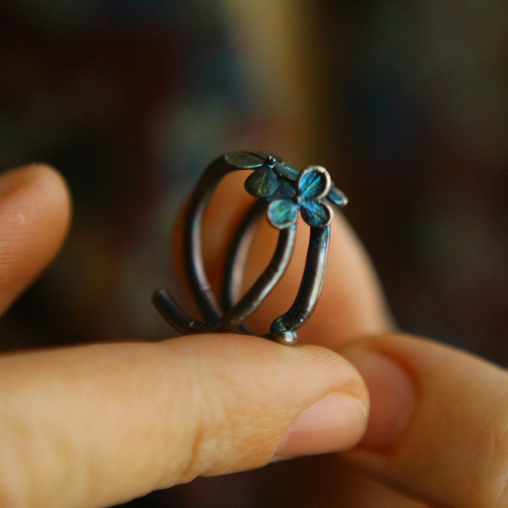Ring in silver, Hydrangea , фото 2