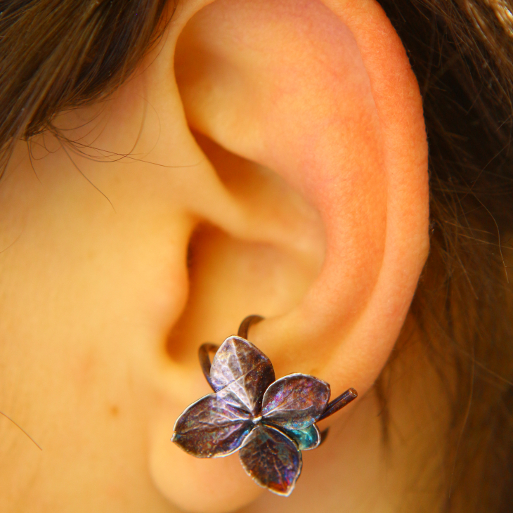 Cuff in silver, Hydrangea , фото 1