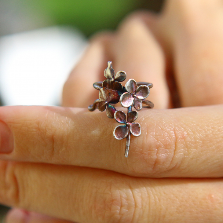 Cuff in silver, Hydrangea , фото 2