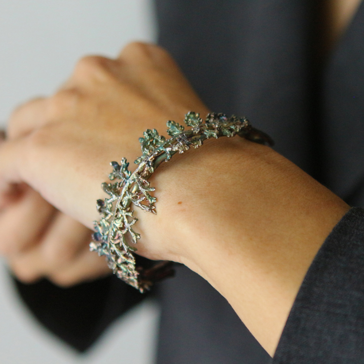 Yarrow leaf bracelet in colored silver, фото 3