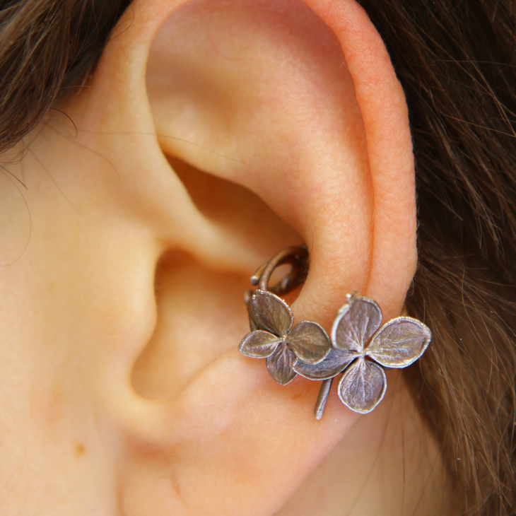 Cuff in silver, Hydrangea, фото 1