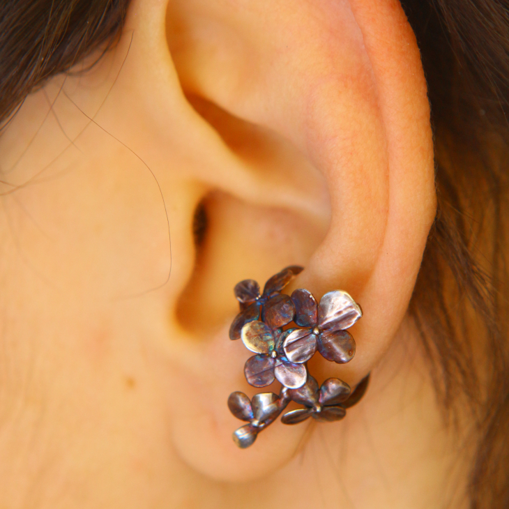 Cuff in silver, Hydrangea , фото 1