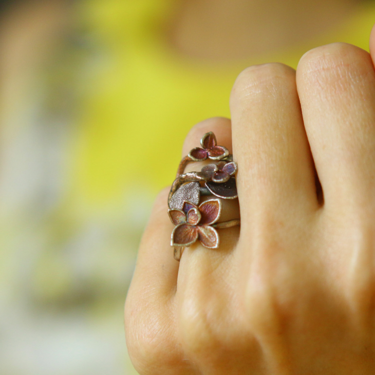 Rings in silver, Hydrangea , фото 5