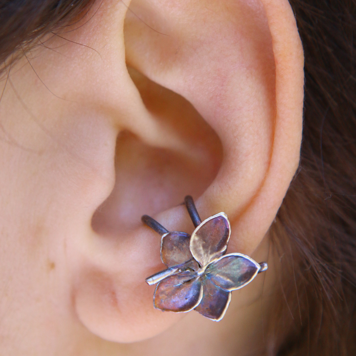 Cuff in silver, Hydrangea , фото 1