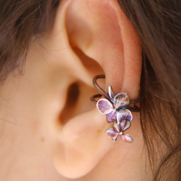 Cuff in silver, Hydrangea , фото 1