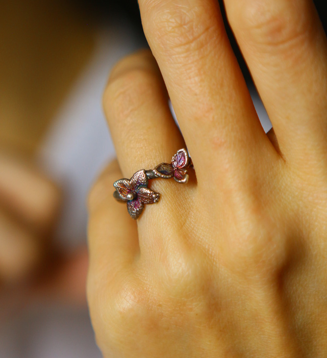 Ring in silver, Hydrangea , фото 2