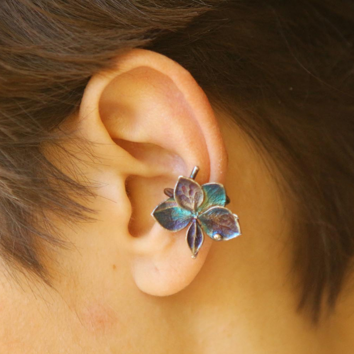 Cuff in silver, Hydrangea, фото 1