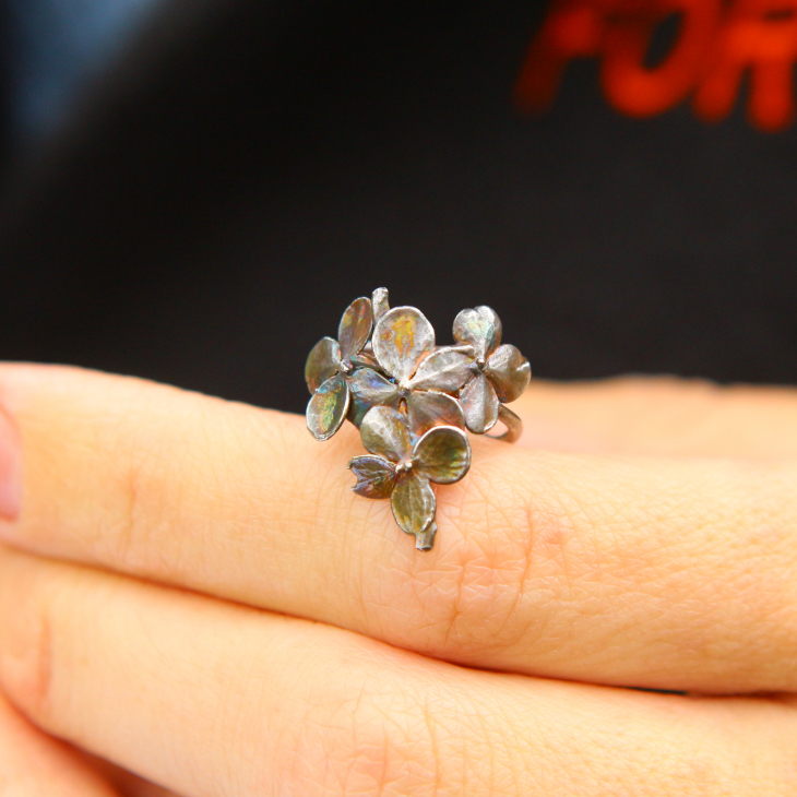 Cuff in silver, Hydrangea, фото 2