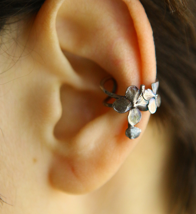 Cuff in silver, Hydrangea, фото 1