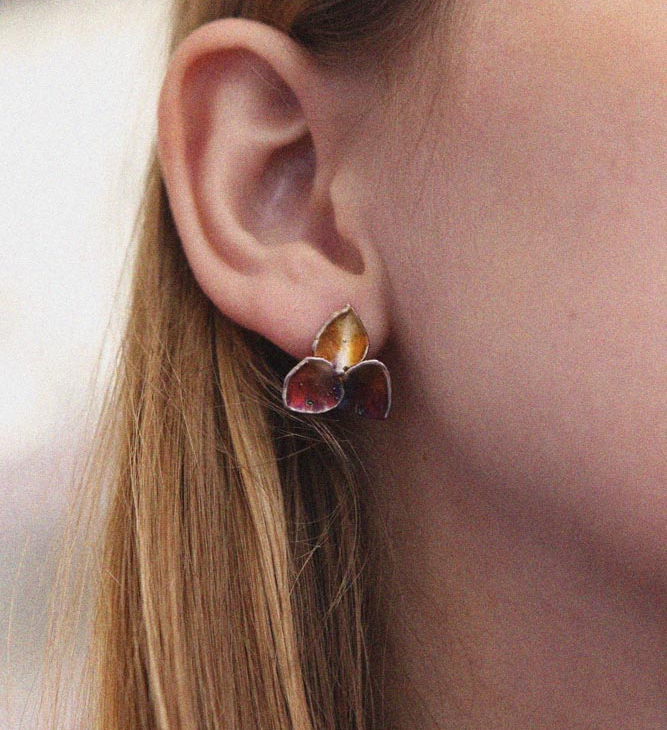 Серьги гвоздики в серебре Fleur de Magique, Гортензия, фото 2