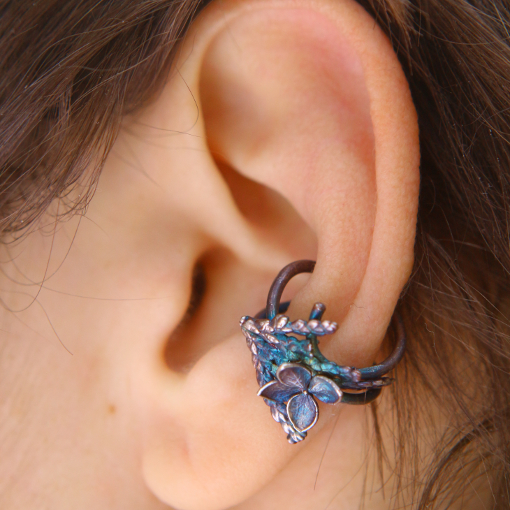 Cuff in silver, Thuja and Hydrangea , фото 3