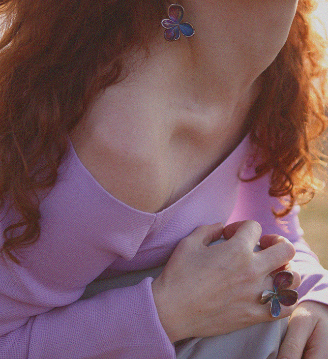 Серьги в серебре Fleur de Magique, Гортензия, фото 4