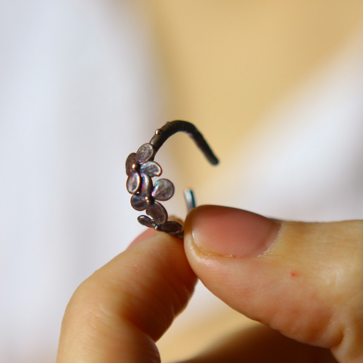Ring in silver, Hydrangea , фото 3