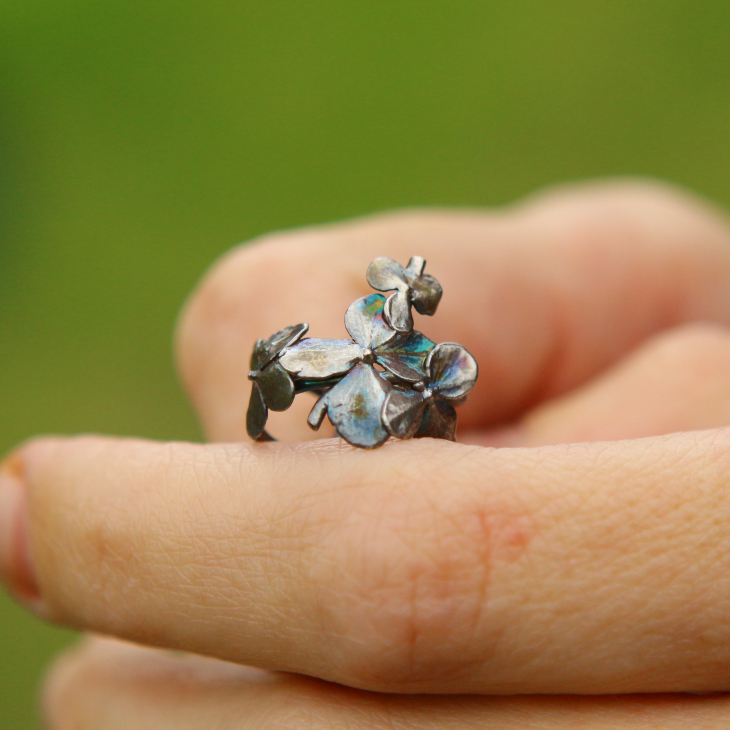 Cuff in silver, Hydrangea, фото 2