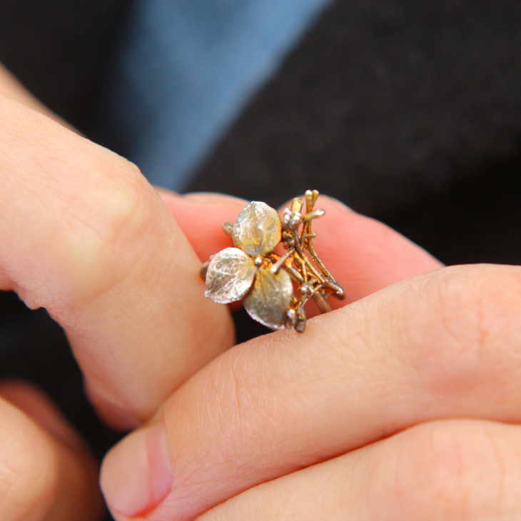 Cuff in silver, Hydrangea, фото 2