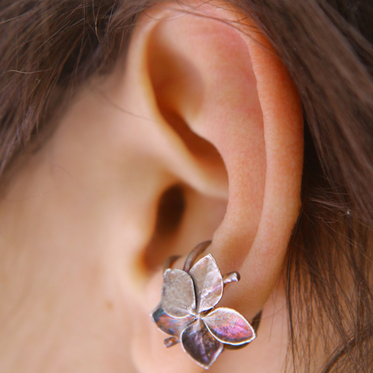 Cuff in silver, Hydrangea , фото 1