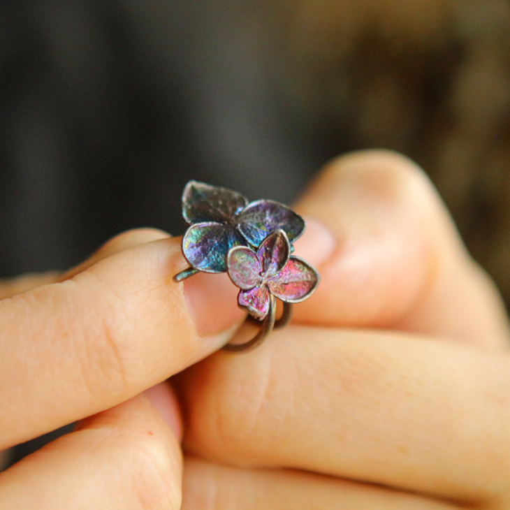 Cuff in silver, Hydrangea, фото 2