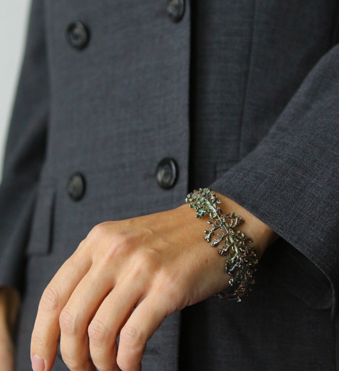 Yarrow leaf bracelet in colored silver, фото 2